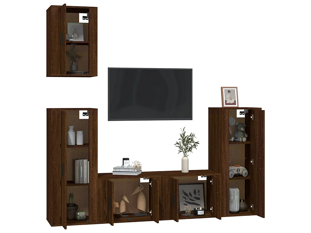 Ensemble de meubles TV 5 pcs Chêne marron Bois d'ingénierie BE33462