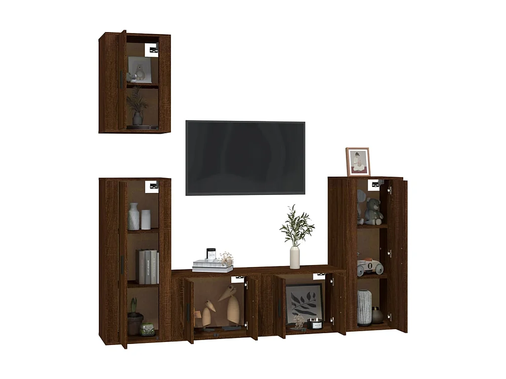5-tlg. TV-Schrank-Set,TV-Möbel Braun Eichen-Optik Holzwerkstoff -gkd690188