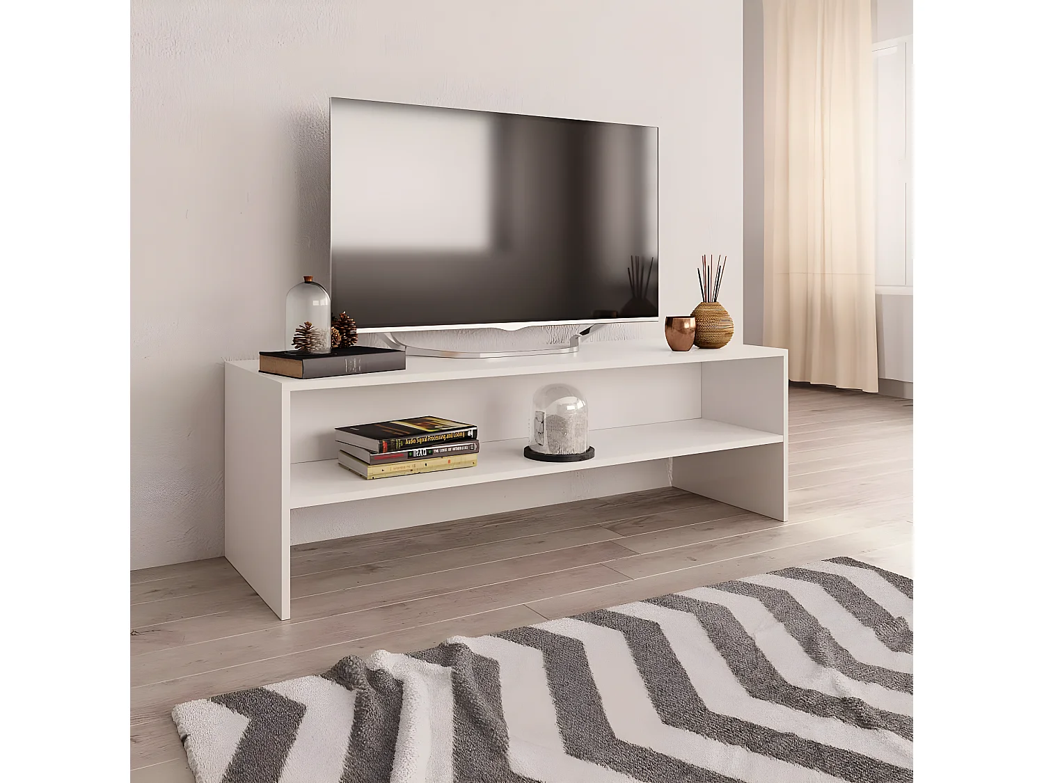 Mueble para TV madera contrachapada blanco 120x40x40 cm ES83210