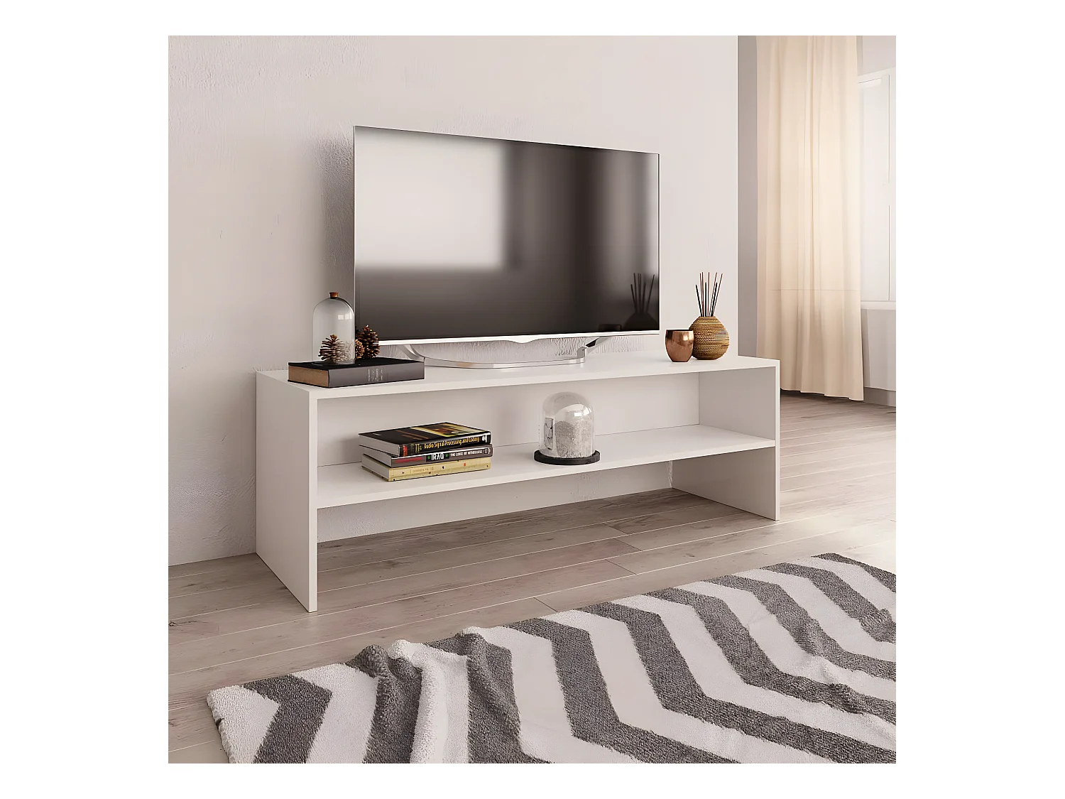Meuble TV Blanc 120x40x40 cm Bois d'ingénierie BE84625