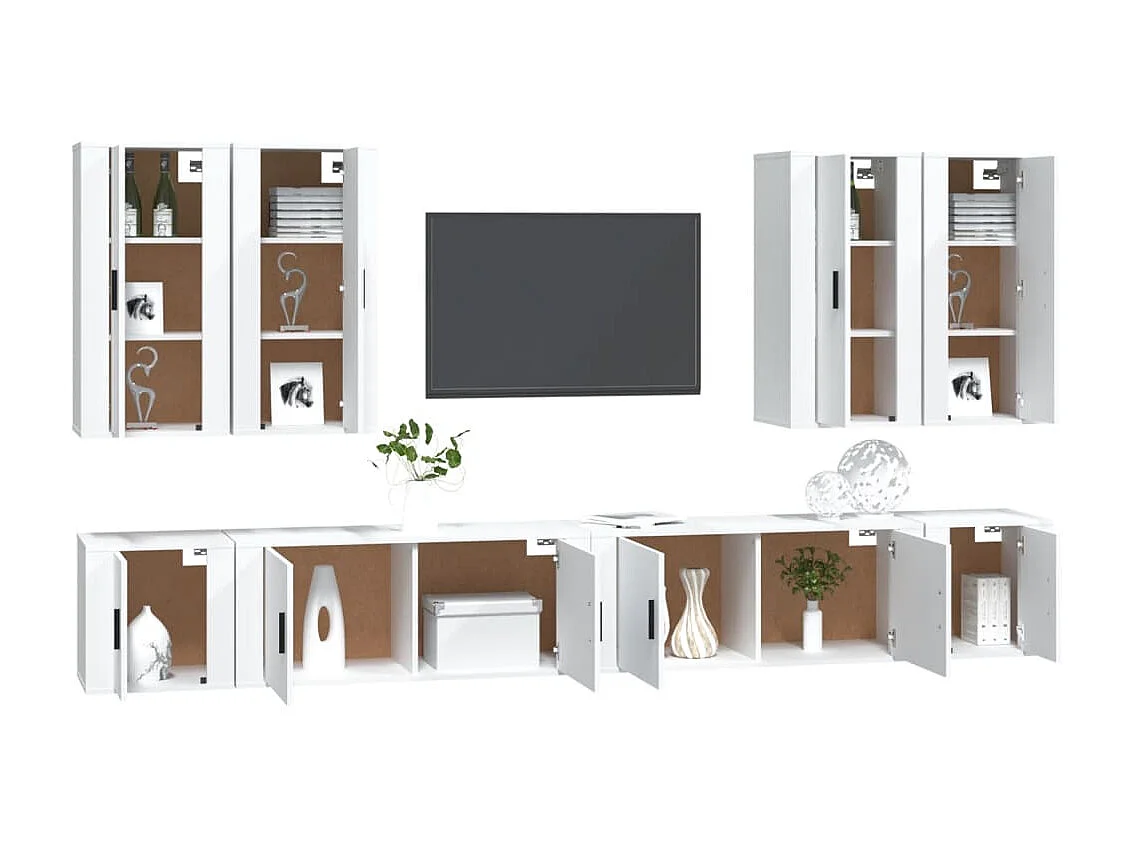 Meubles TV 8 pcs Blanc Bois d'ingénierie BE41997