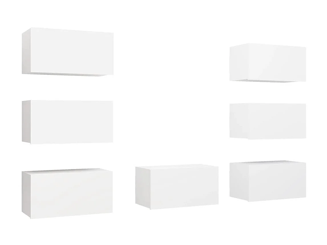 Muebles para TV 7 uds madera ingeniería blanco 30,5x30x60 cm ES57998