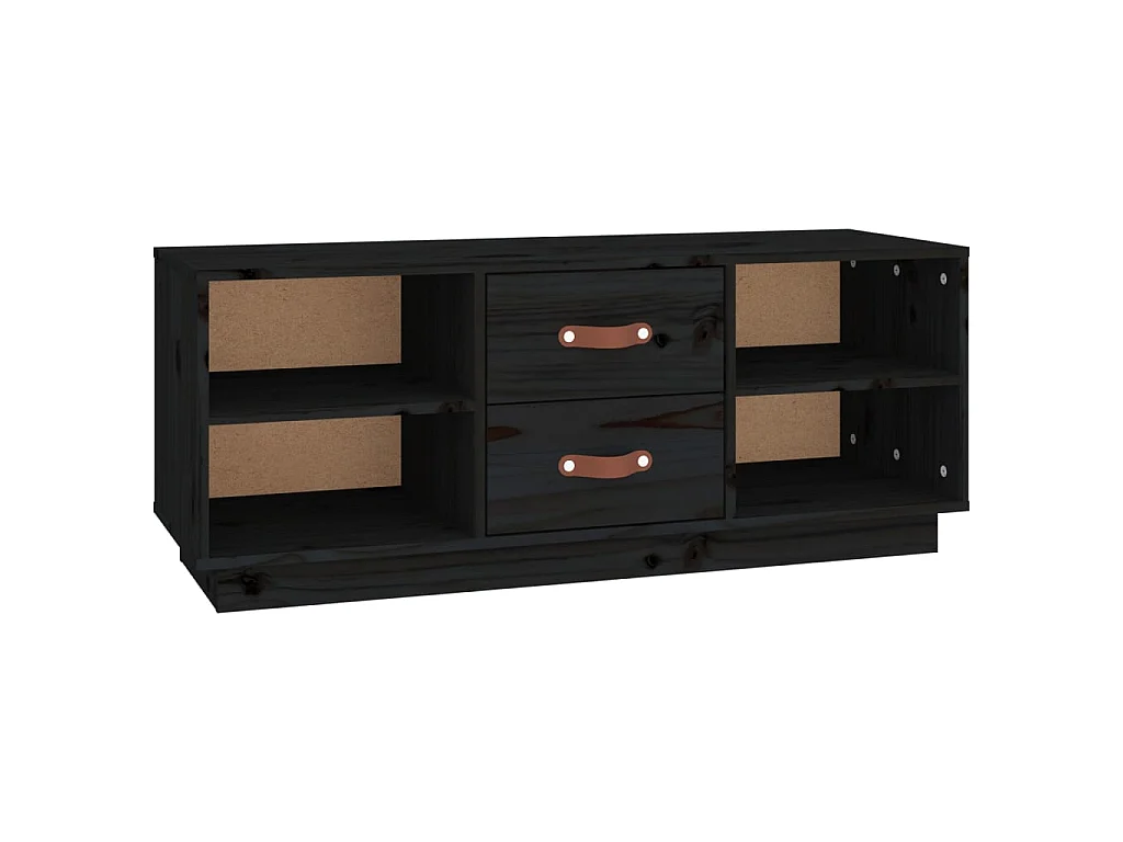 Meuble TV Noir 100x34x40 cm Bois de pin massif BE39048