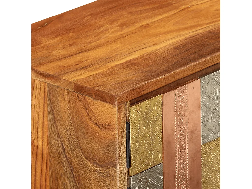 TV-Schrank,TV-Möbel mit Türen 112x30x40 cm Massivholz Akazie und Metall -gkd743305