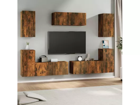 Kauf Unique 7-tlg. TV-Schrank-Set,TV-Möbel Räuchereiche Holzwerkstoff -gkd83533