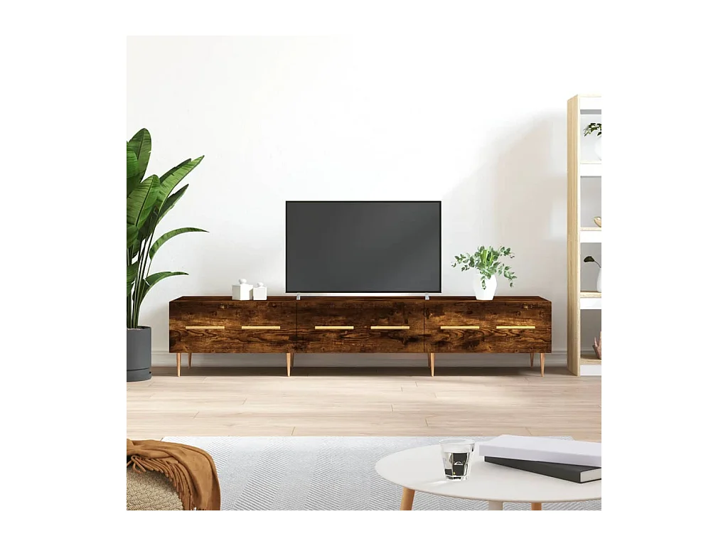 Meuble TV chêne fumé 150x36x30 cm bois d'ingénierie BE70911
