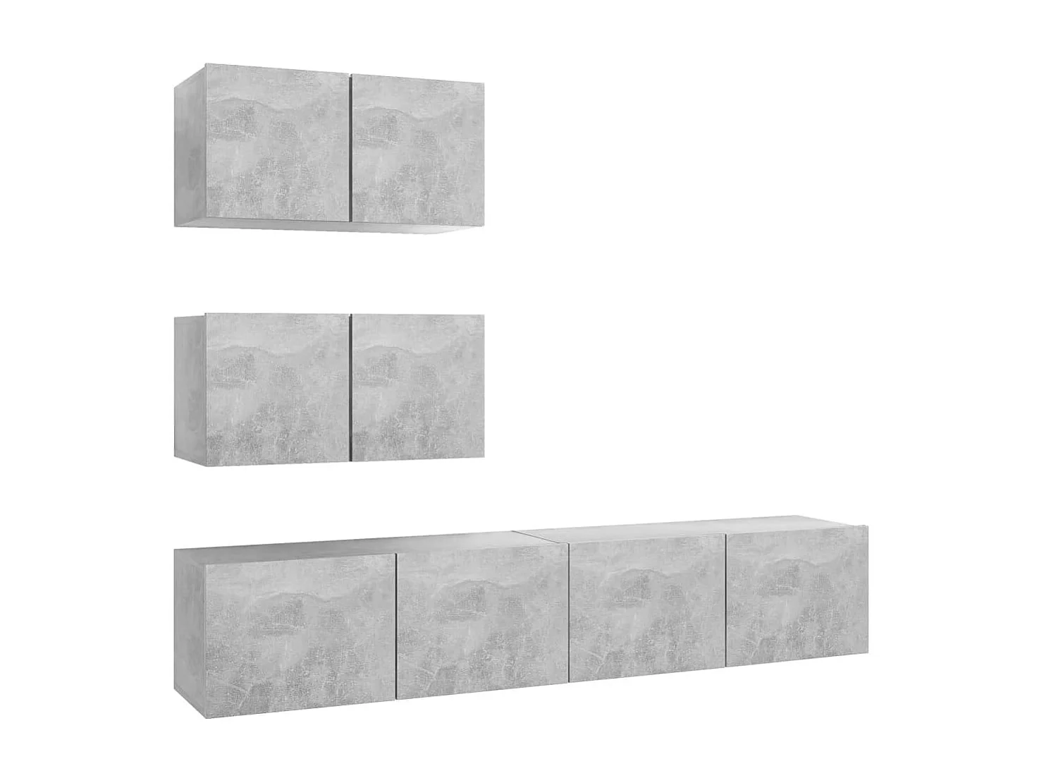 4-tlg. TV-Schrank-Set,TV-Möbel Betongrau Holzwerkstoff -gkd57752