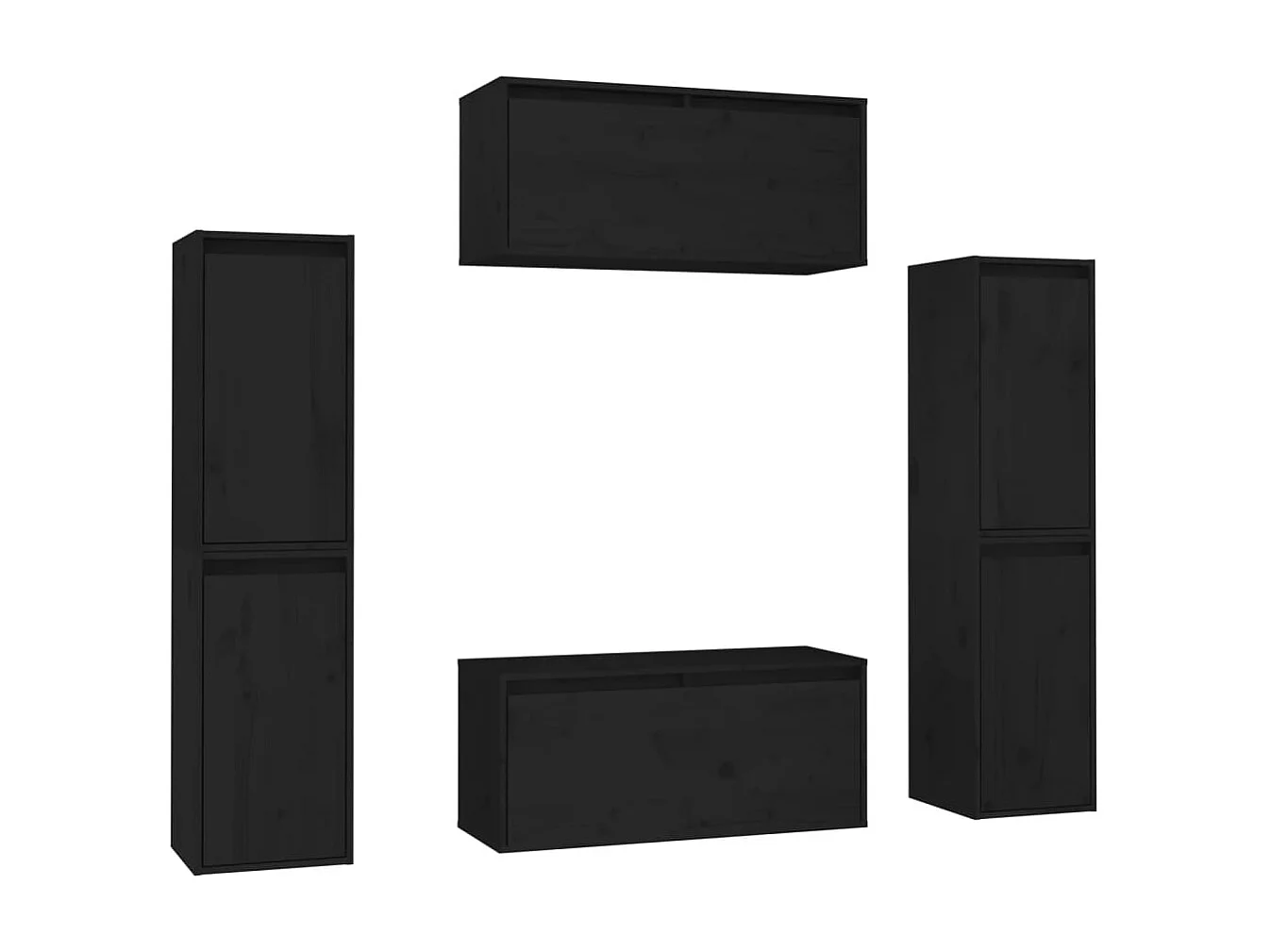 Tv-meubelen 6 st massief grenenhout zwart NL994095