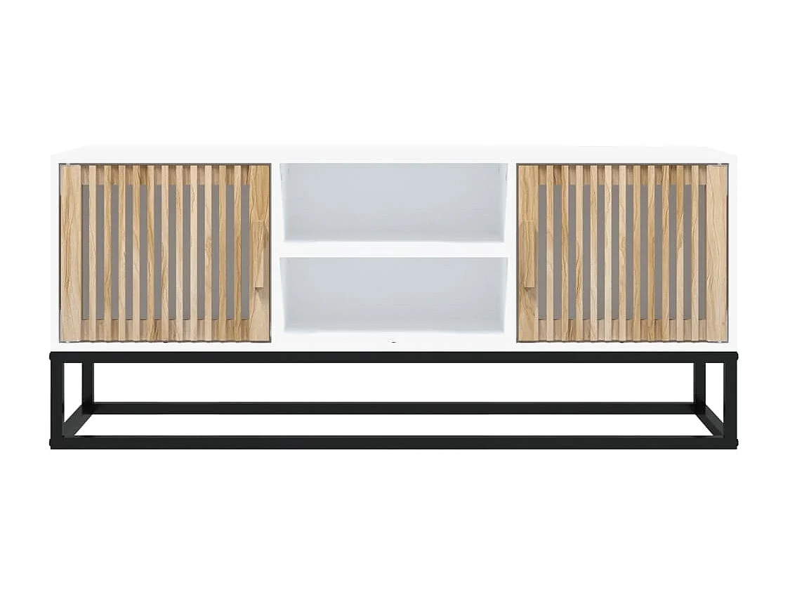 Mueble de TV hierro y madera contrachapada blanco 105x30x45 cm ES278771