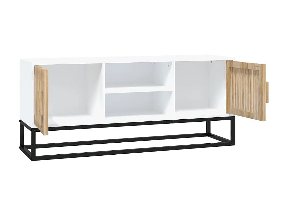 Mueble de TV hierro y madera contrachapada blanco 105x30x45 cm ES278771