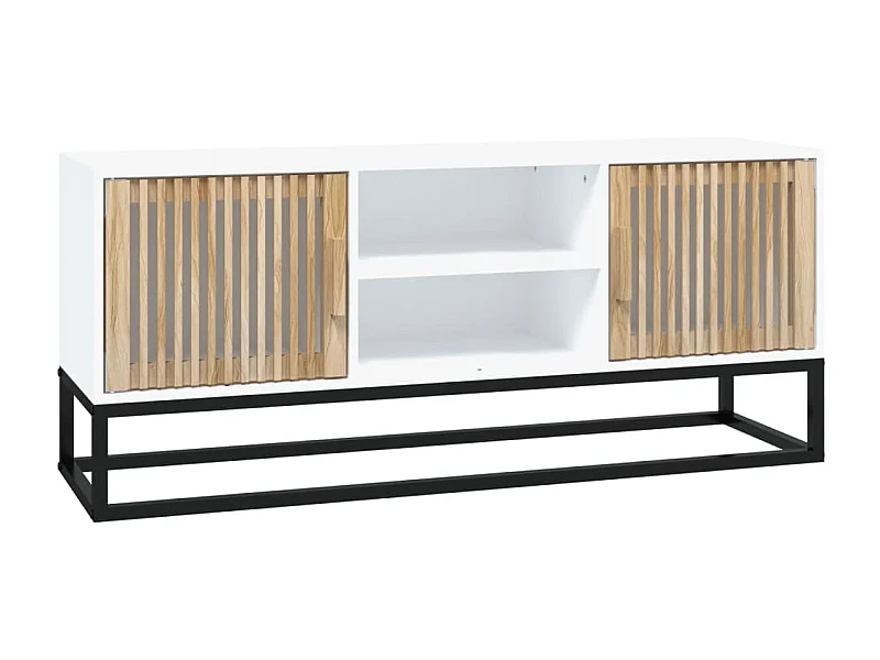 Mobile Porta TV | Armadietto TV Bianco 105x30x45cm in Legno Multistrato e Ferro