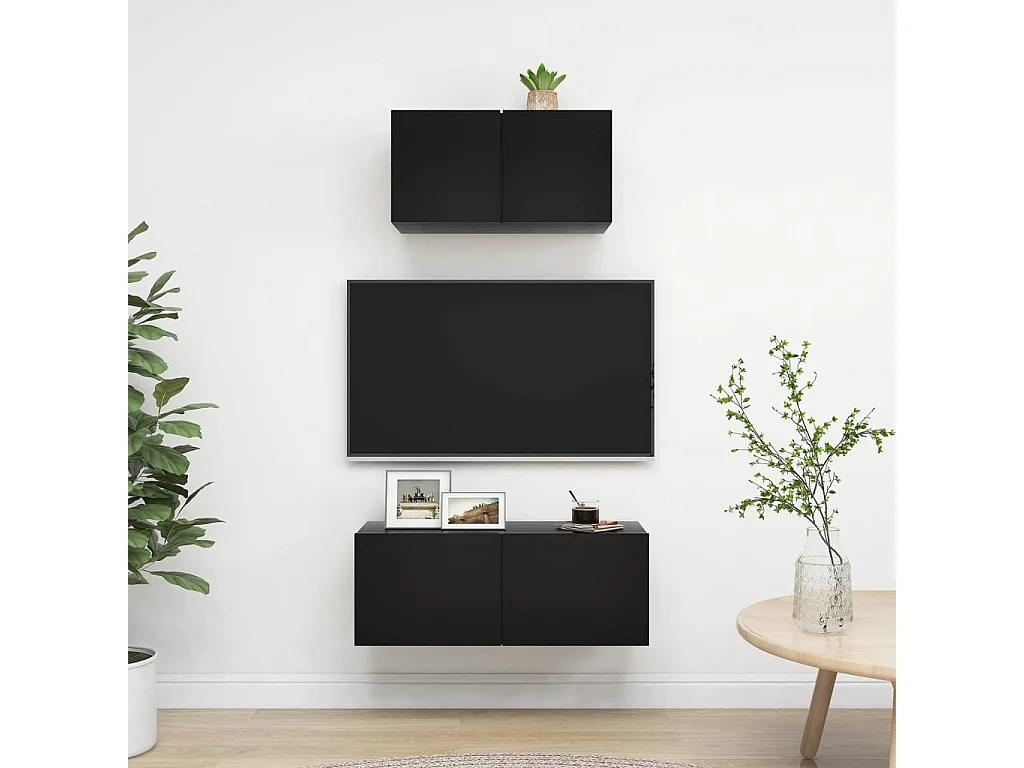 2-tlg. TV-Schrank-Set,TV-Möbel Schwarz Holzwerkstoff -gkd221378