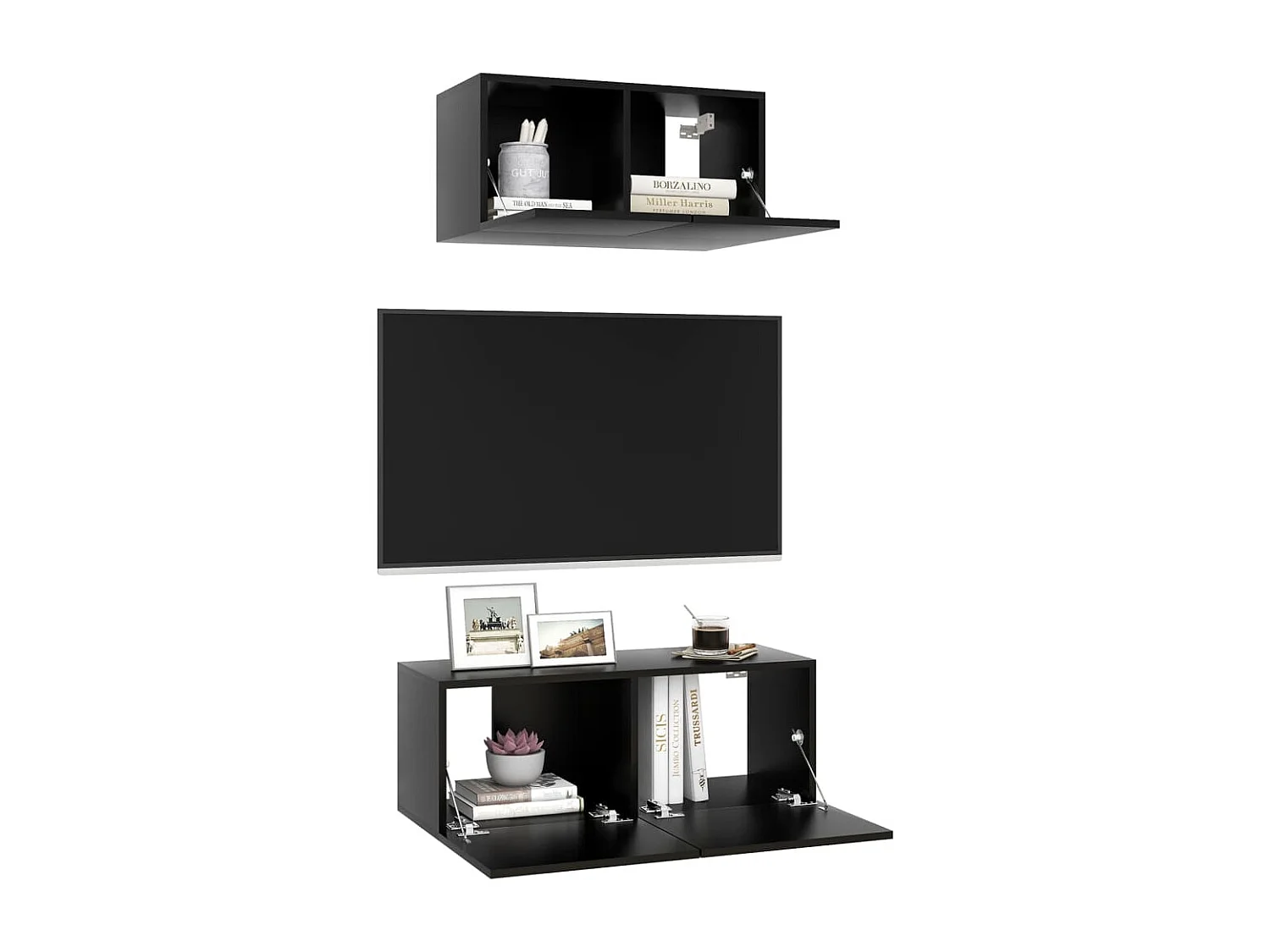 2-tlg. TV-Schrank-Set,TV-Möbel Schwarz Holzwerkstoff -gkd221378