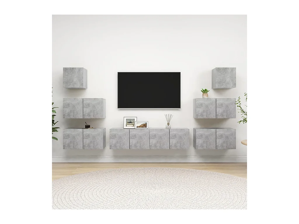 Meubles TV 8 pcs BEis béton Aggloméré BE58213