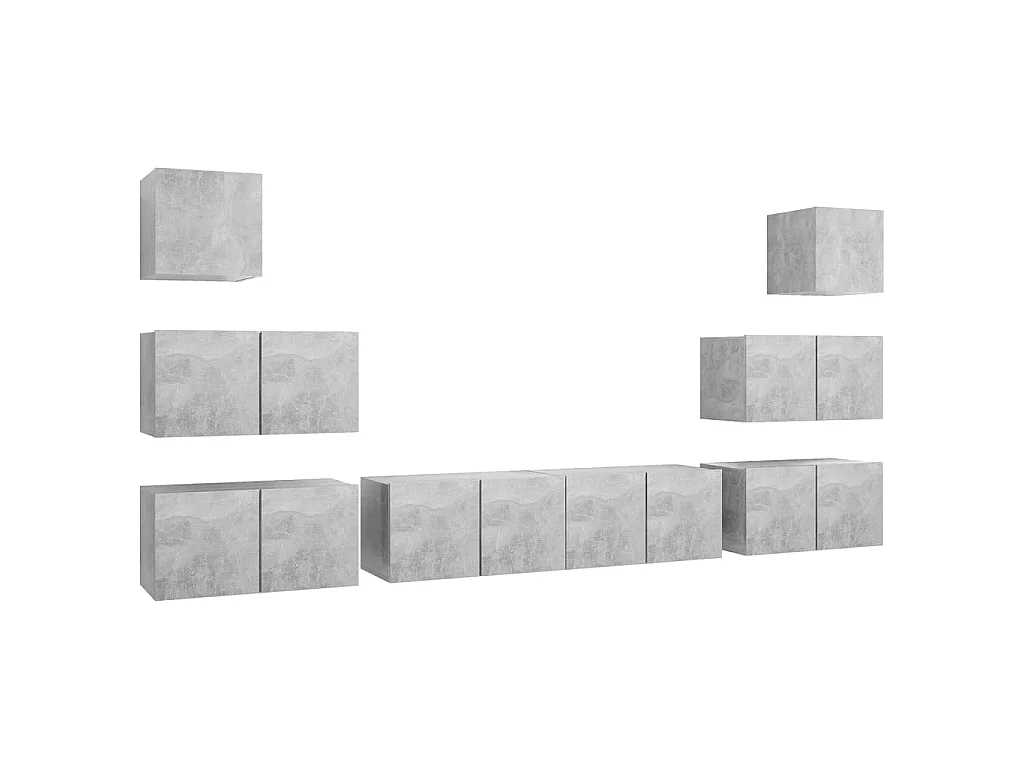 Meubles TV 8 pcs BEis béton Aggloméré BE58213