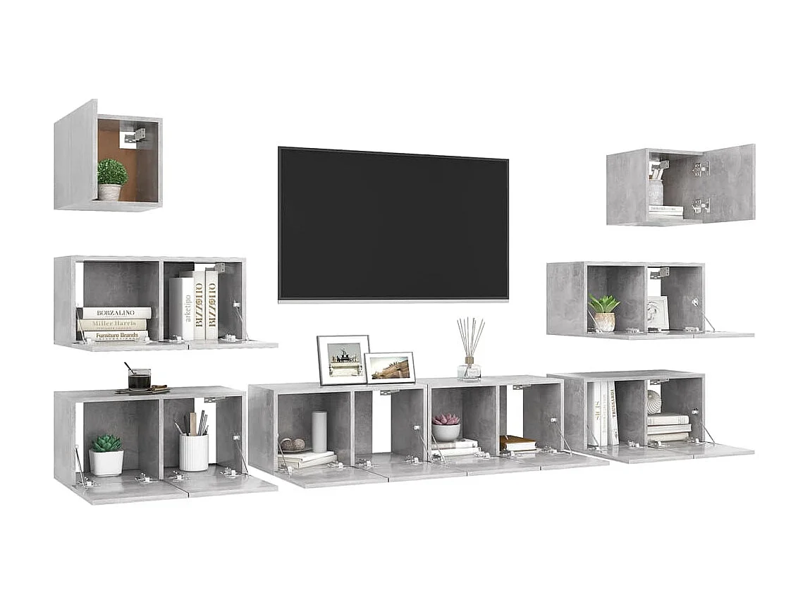 Meubles TV 8 pcs BEis béton Aggloméré BE58213