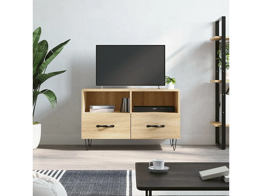 Meuble TV Chêne sonoma 80x36x50 cm Bois d'ingénierie BE55851