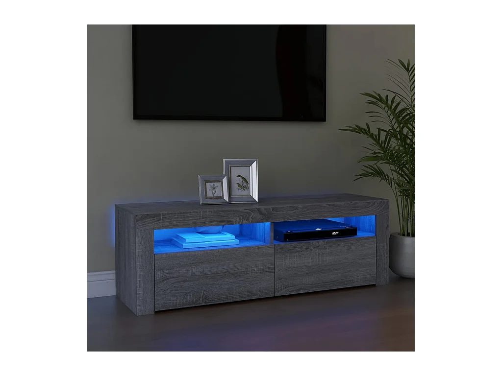 Meuble TV avec lumières LED sonoma gris 120x35x40 cm BE27239