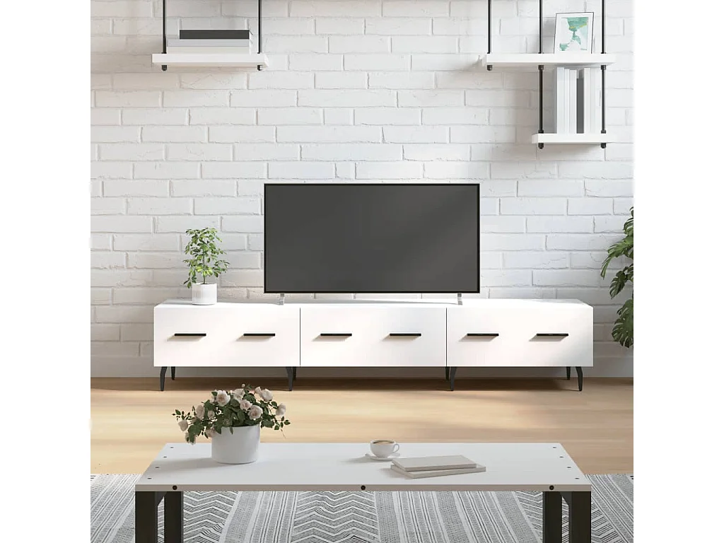 Mueble de TV madera de ingeniería blanco 150x36x30 cm ES39797