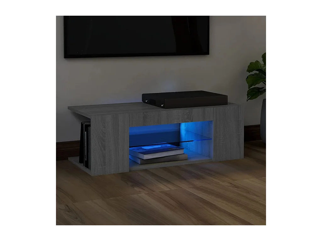 Tv-meubel met LED-verlichting 90x39x30 cm grijs sonoma eiken NL842846