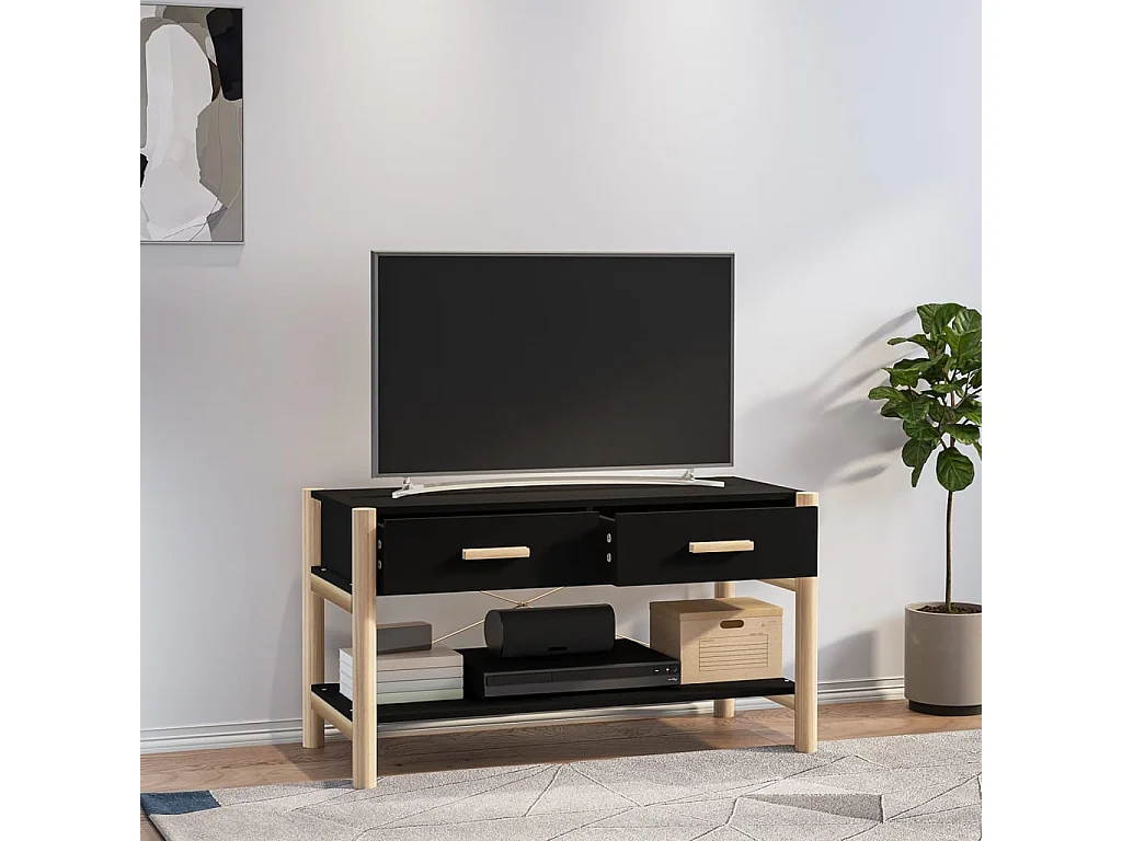 Mueble para TV madera contrachapada negro 82x38x45 cm ES11953