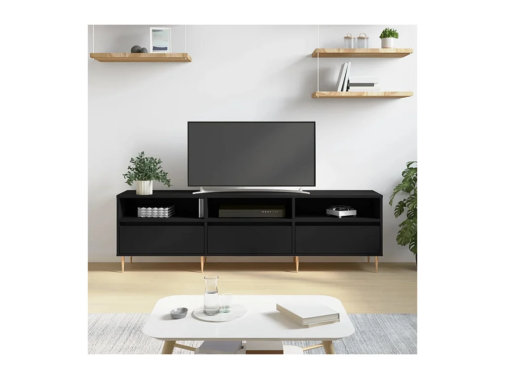 Tv-meubel 150x30x44,5 cm bewerkt hout zwart NL494957