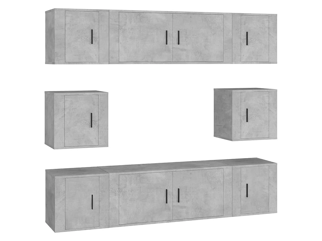Meubles TV 8 pcs BEis béton Bois d'ingénierie BE29104