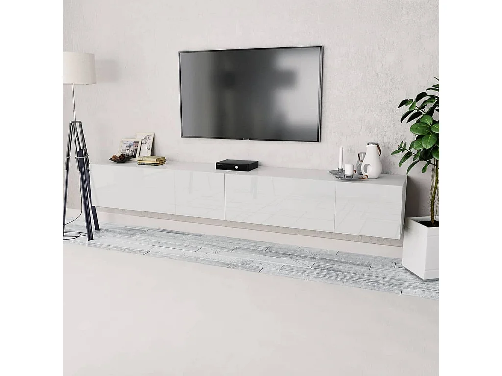 Móveis de TV em aglomerado 2 pcs 120x40x34 cm branco brilhante PT103061