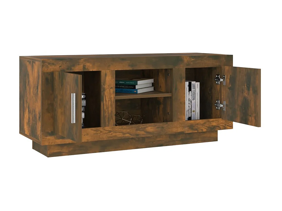 Meuble TV chêne fumé 102x35x45 cm bois d'ingénierie BE54278