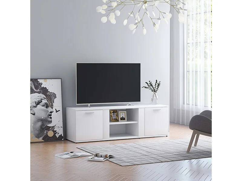 Mueble de TV madera contrachapada blanco 120x34x37 cm ES93790