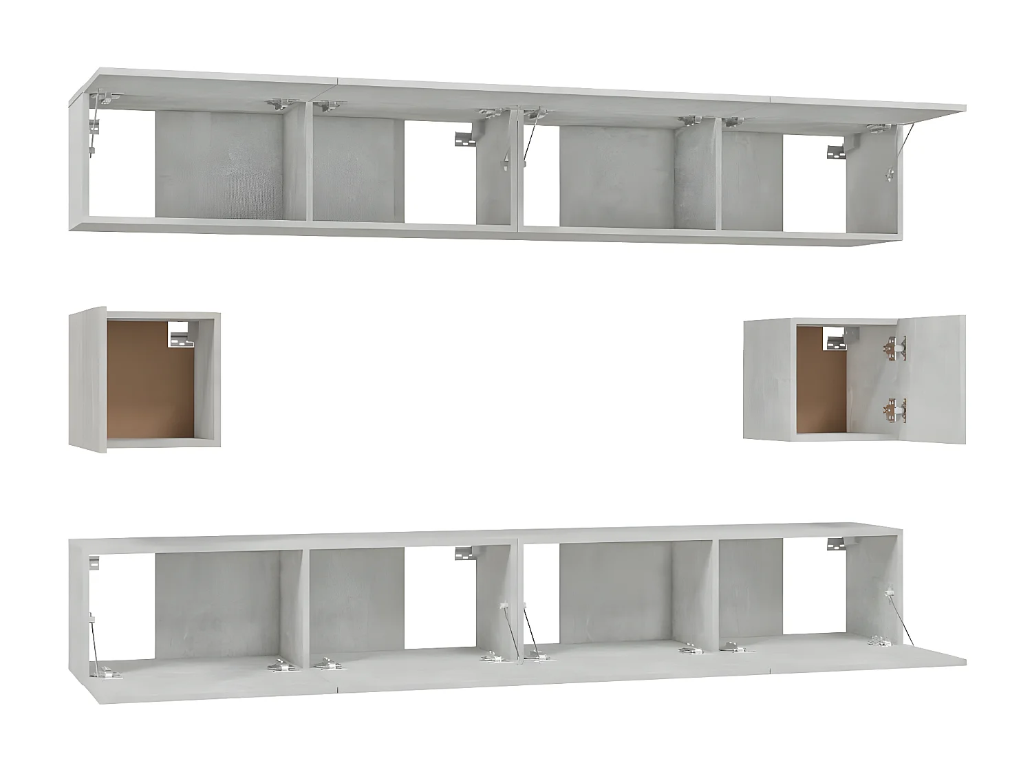 6-delige Tv-meubelset bewerkt hout betongrijs NL414149