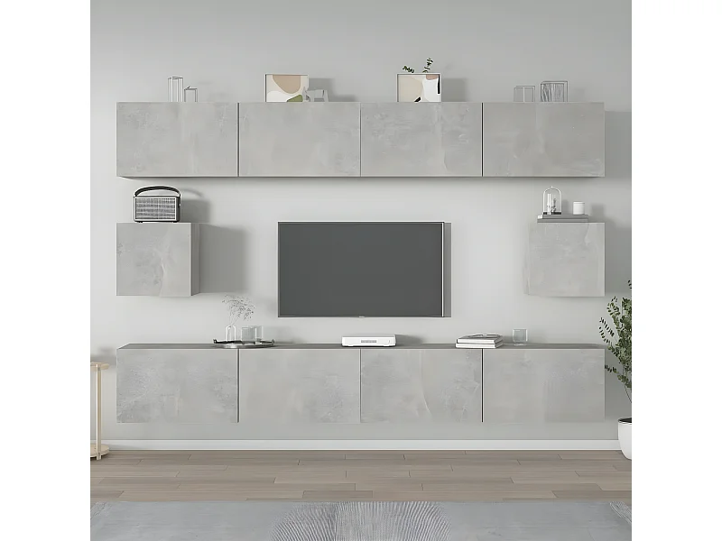 Meubles TV 6 pcs BEis béton Bois d'ingénierie BE35310
