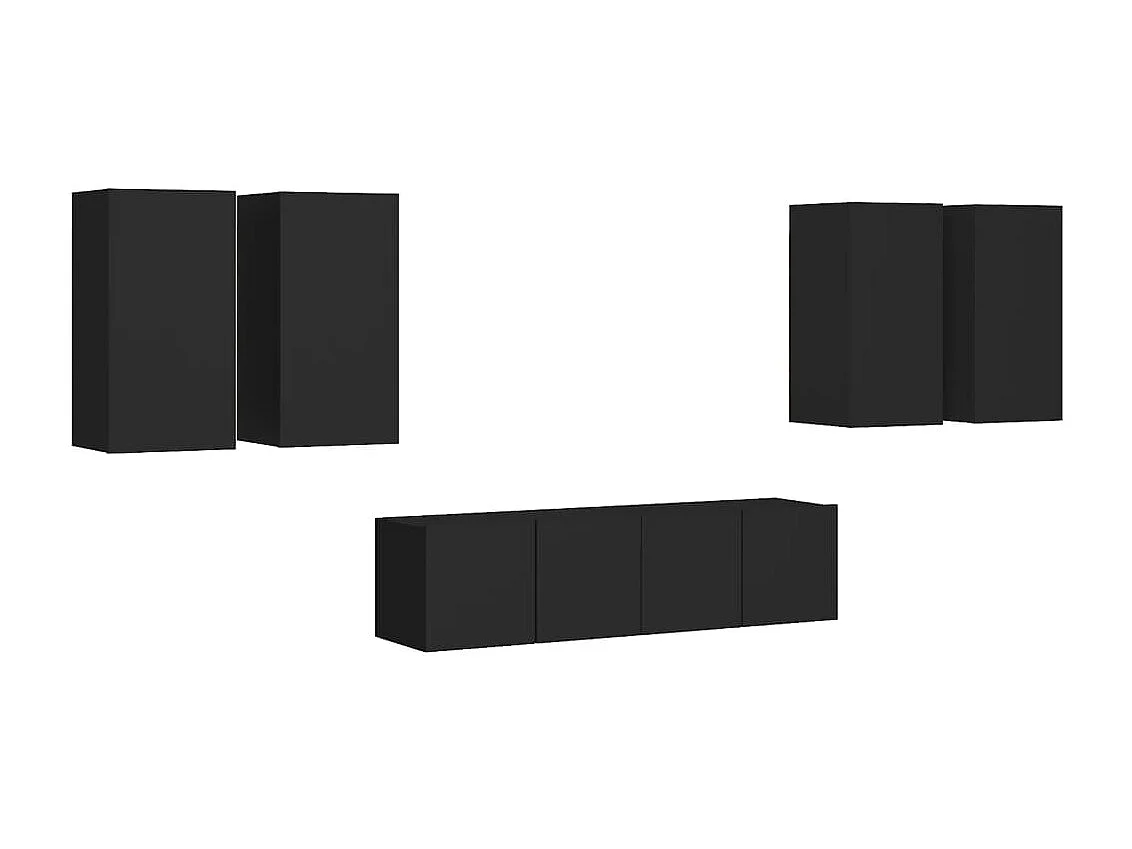 Meubles TV 6 pcs Noir Aggloméré BE58771
