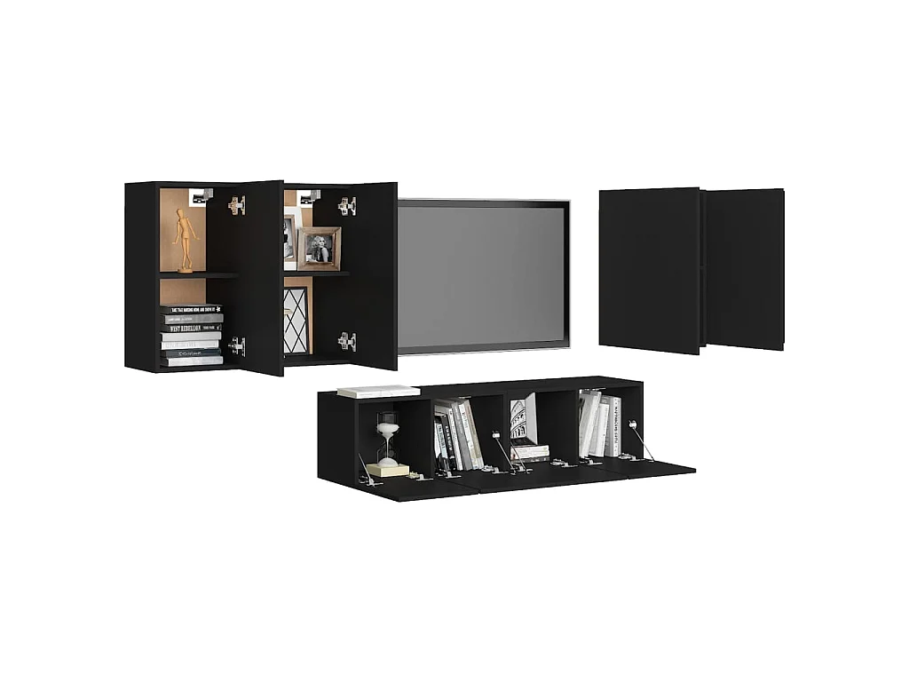 Meubles TV 6 pcs Noir Aggloméré BE58771