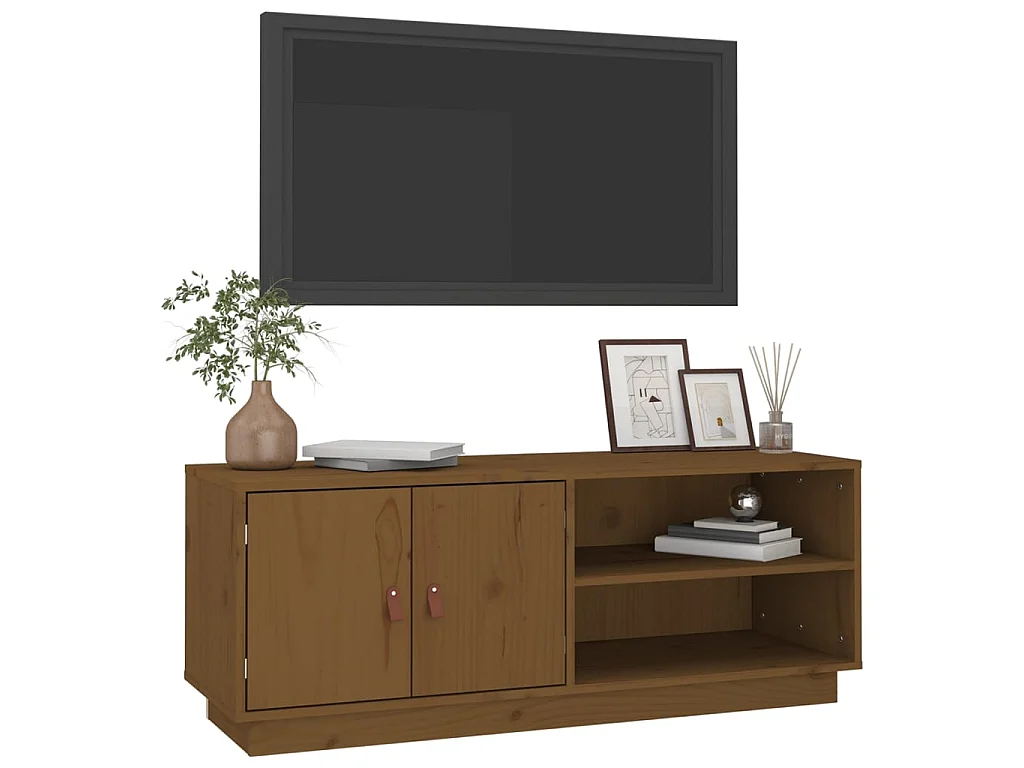 Tv-meubel 105x34x40 cm massief grenenhout honingbruin NL873622