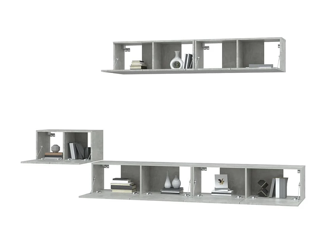 5-tlg. TV-Schrank-Set,TV-Möbel Betongrau Holzwerkstoff -gkd348970
