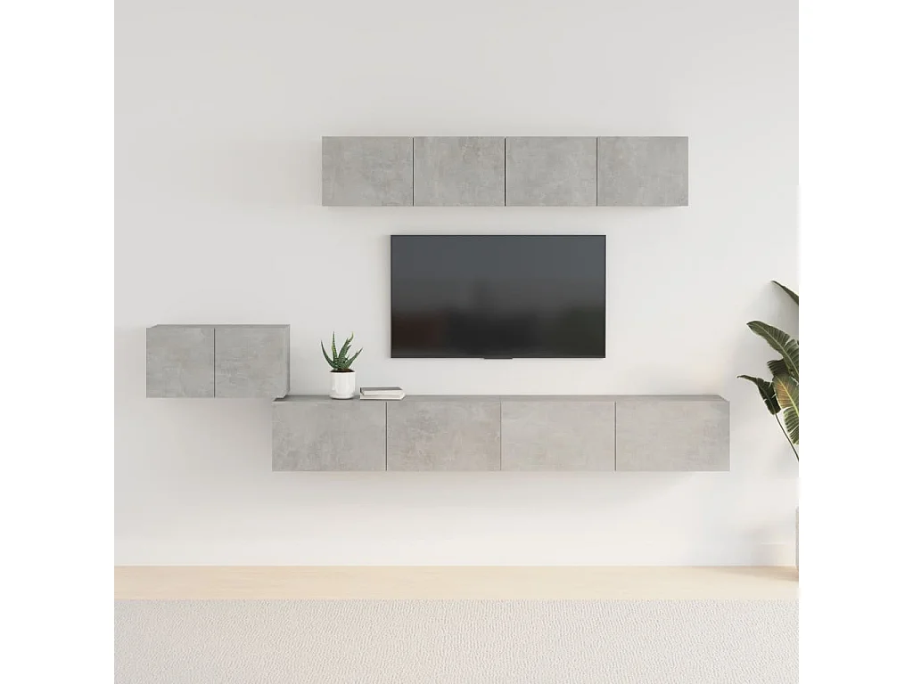 Meubles TV 5 pcs BEis béton Bois d'ingénierie BE46693