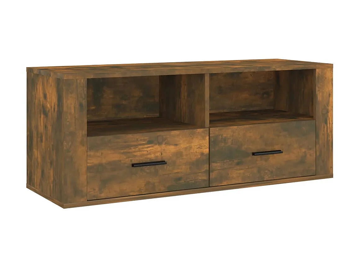 Meuble TV Chêne fumé 100x35x40 cm Bois d'ingénierie BE62467
