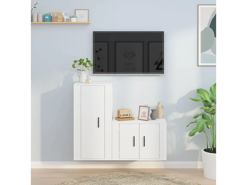 Meubles TV 2 pcs Blanc Bois d'ingénierie BE13956