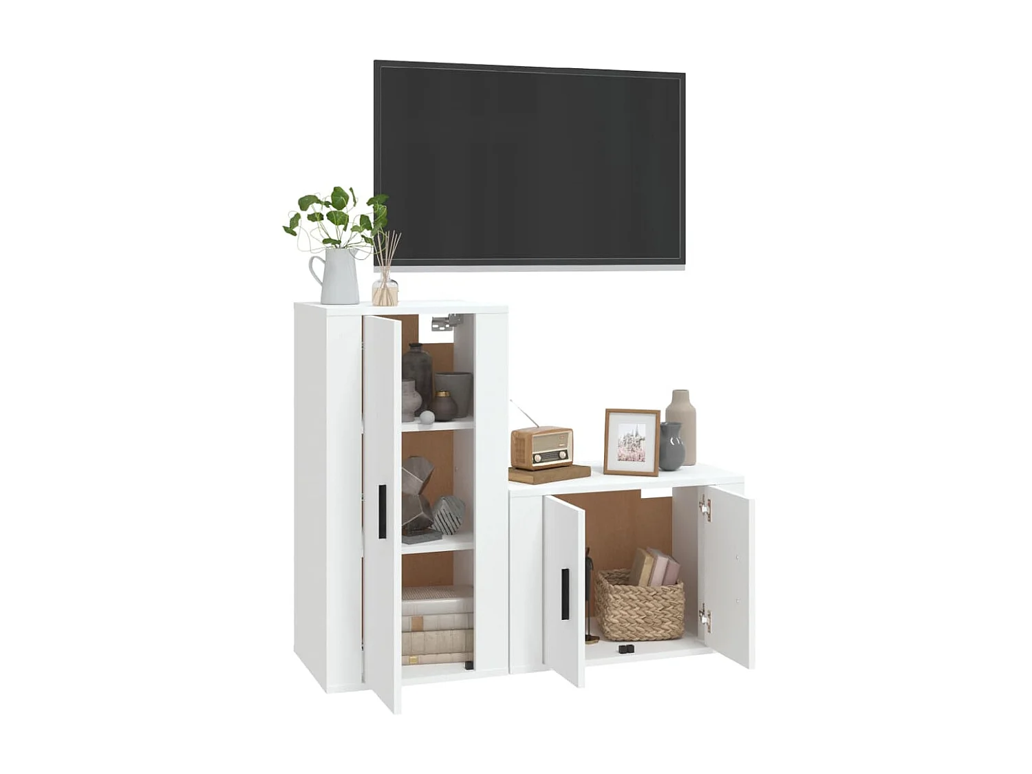 Meubles TV 2 pcs Blanc Bois d'ingénierie BE13956