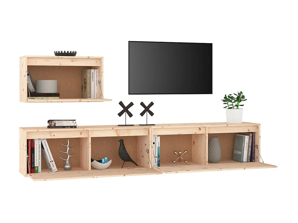 3 pcs Meubles TV Bois massif de pin BE66172