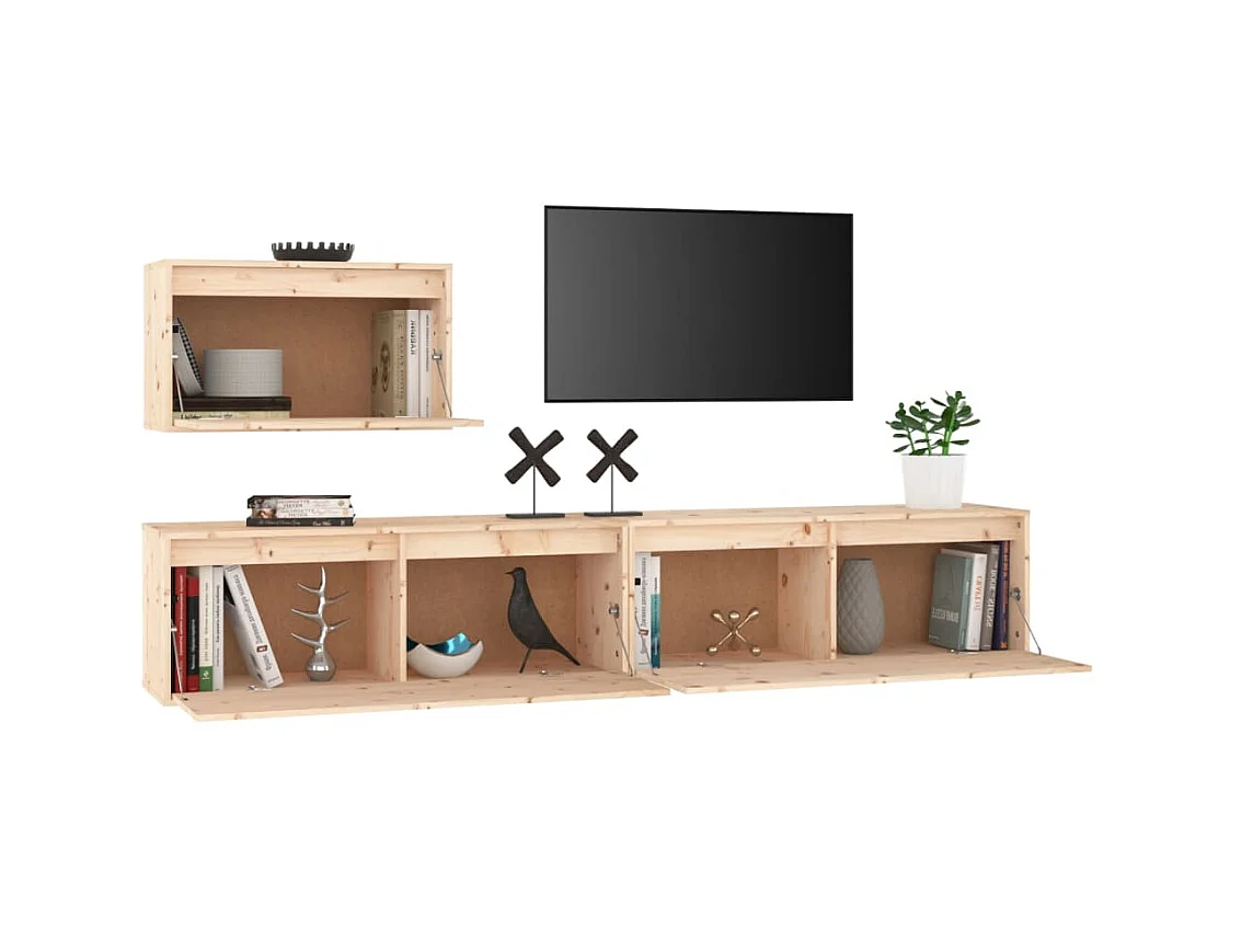3 Stk.TV-Schränke,TV-Möbel Massivholz Kiefer -gkd653413