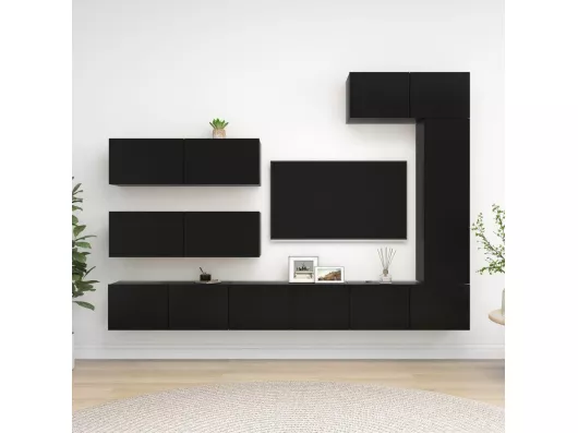 Kauf Unique 7-tlg. TV-Schrank-Set,TV-Möbel Schwarz Holzwerkstoff -gkd30334