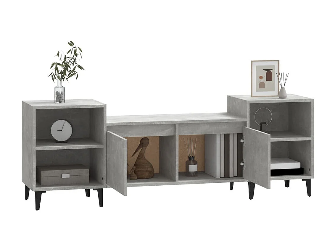 Meuble TV Gris béton 160x35x55 cm Bois d'ingénierie BE79434