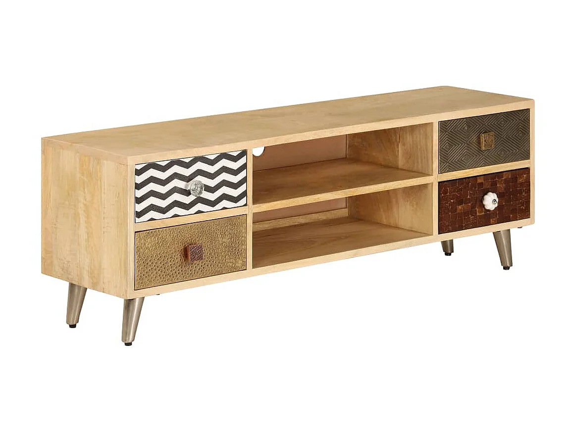 Meuble TV 120 x 30 x 40 cm Bois massif de manguier LWW98554