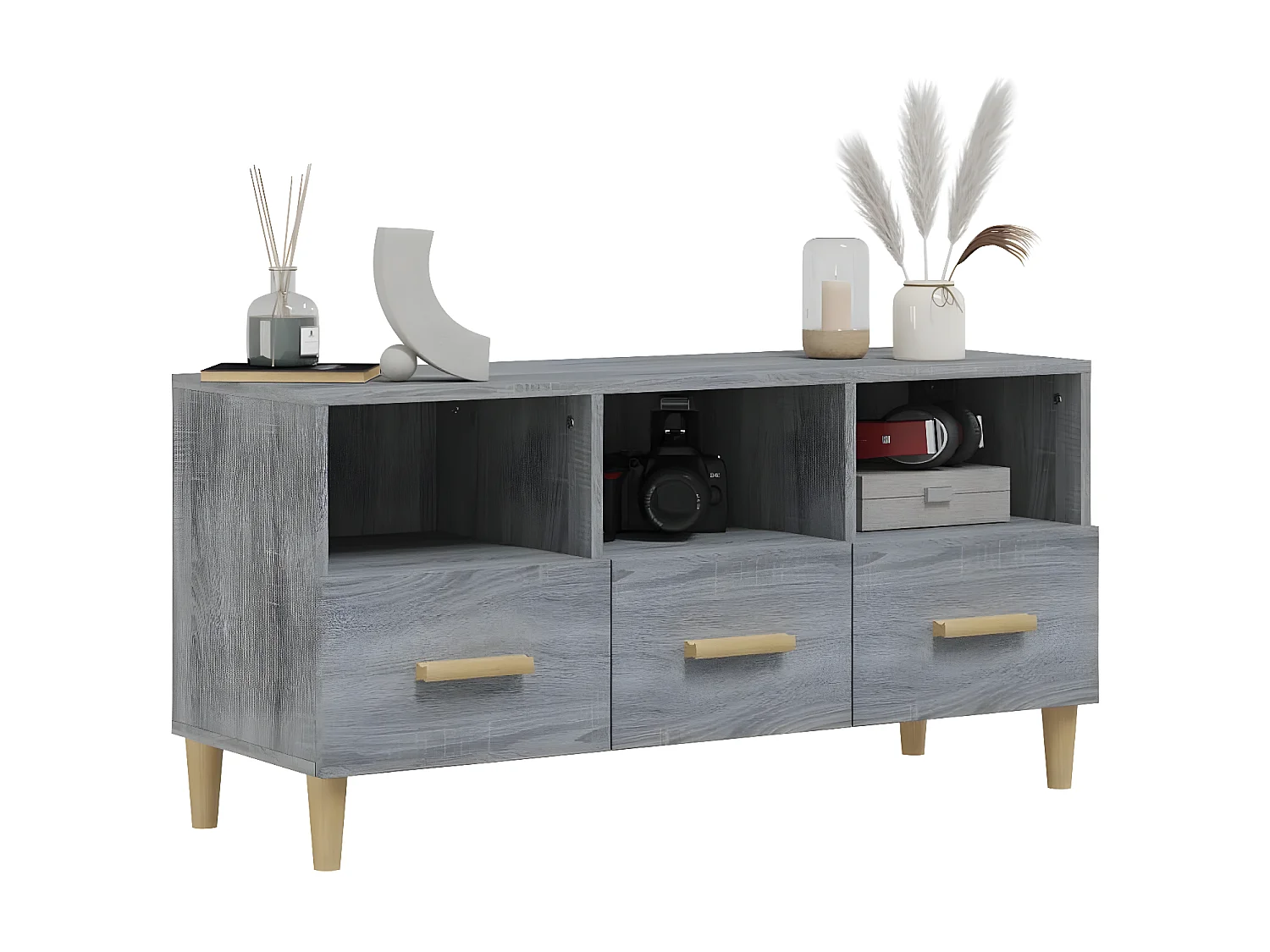 Meuble TV Sonoma gris 102x36x50 cm Bois d'ingénierie BE80998