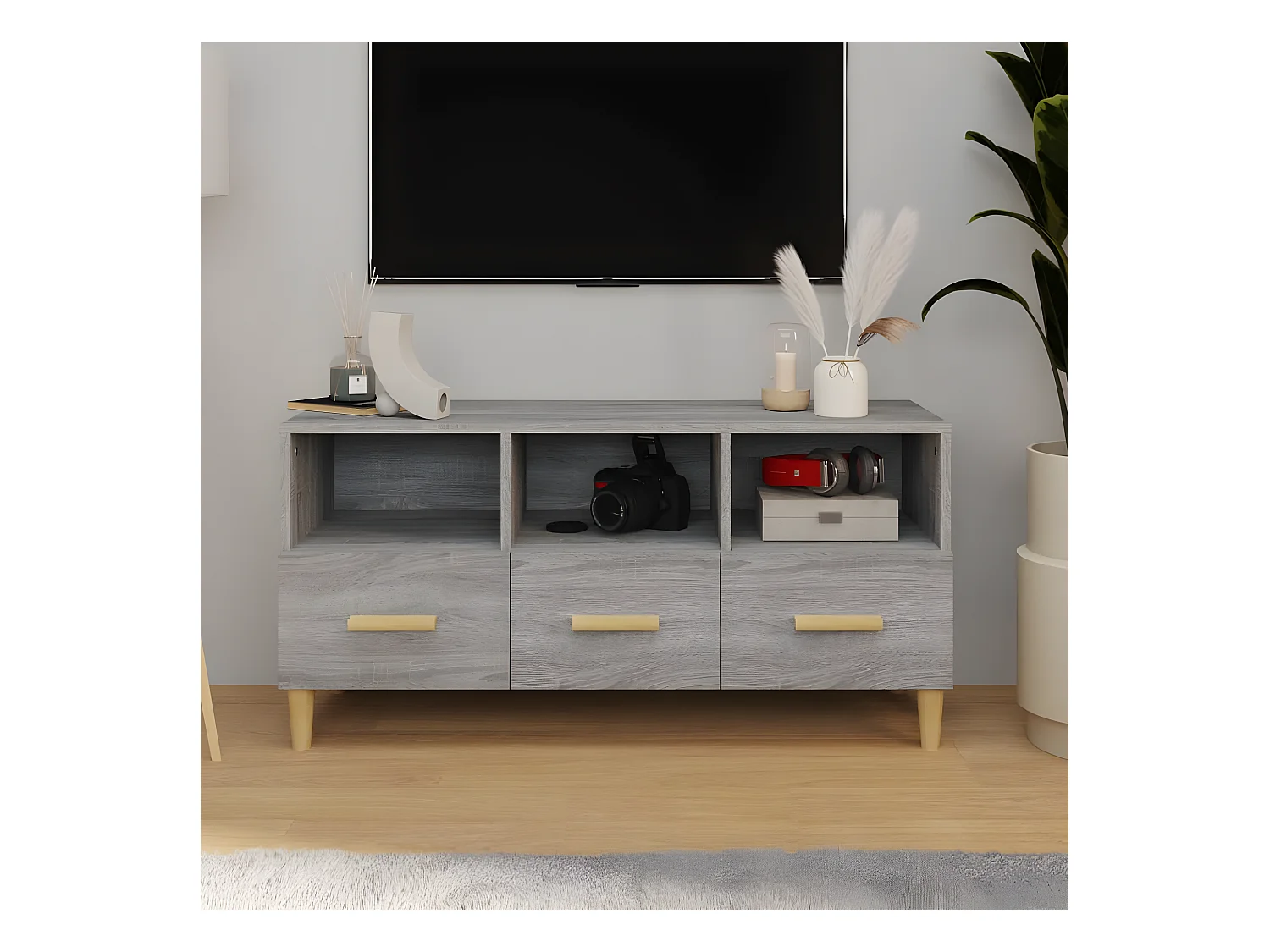 Meuble TV Sonoma gris 102x36x50 cm Bois d'ingénierie BE80998