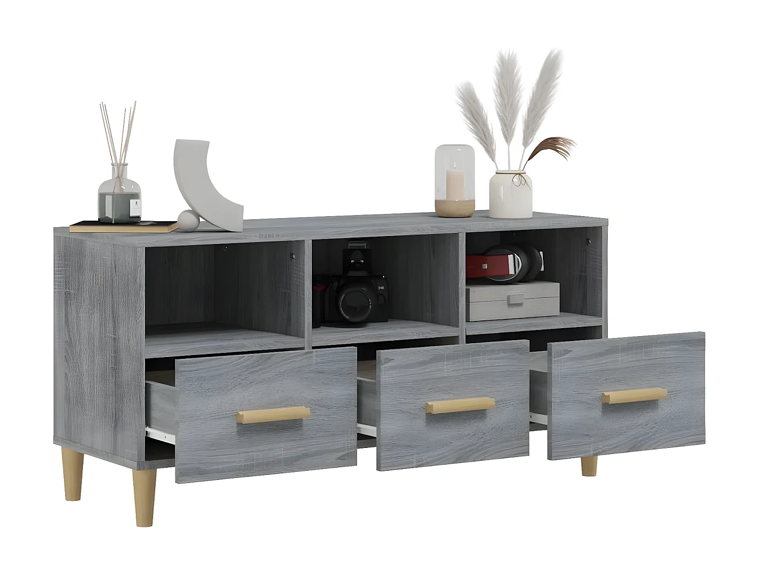 Meuble TV Sonoma gris 102x36x50 cm Bois d'ingénierie BE80998