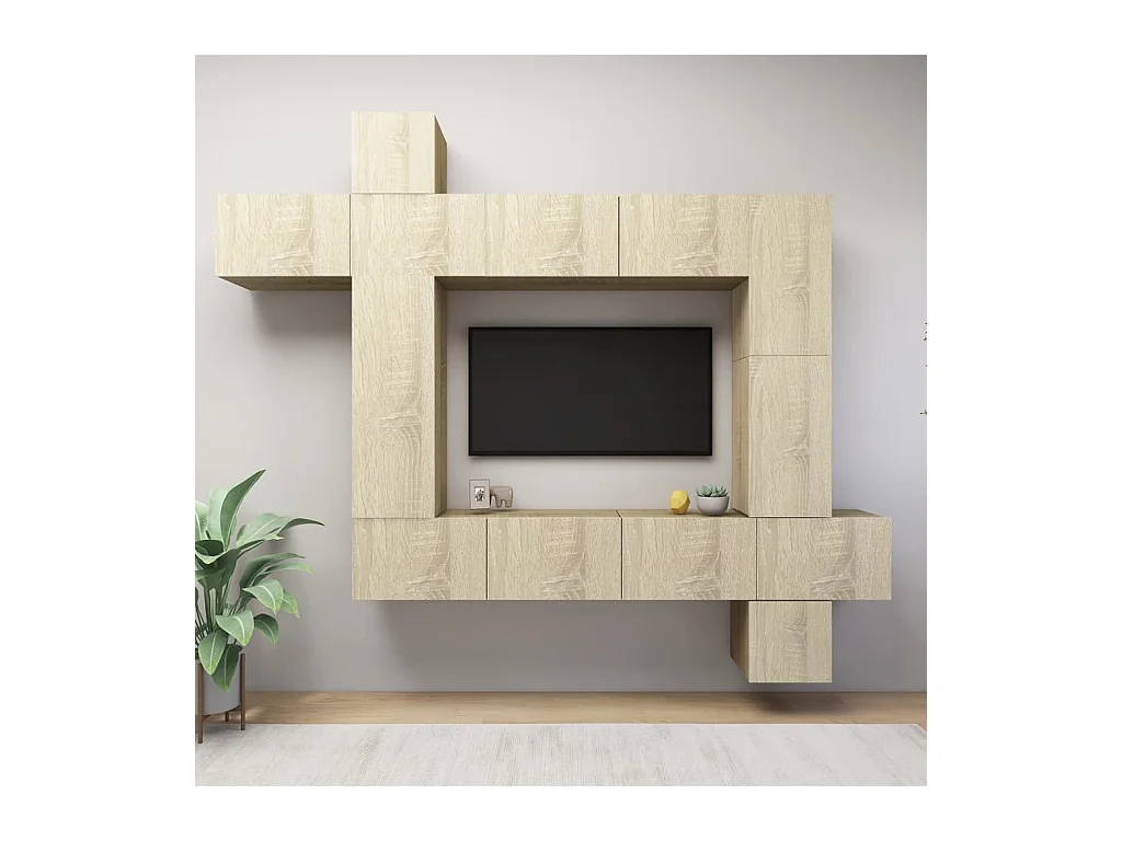 Ensemble de meubles TV 9 pcs Chêne sonoma Bois d'ingénierie BE12203