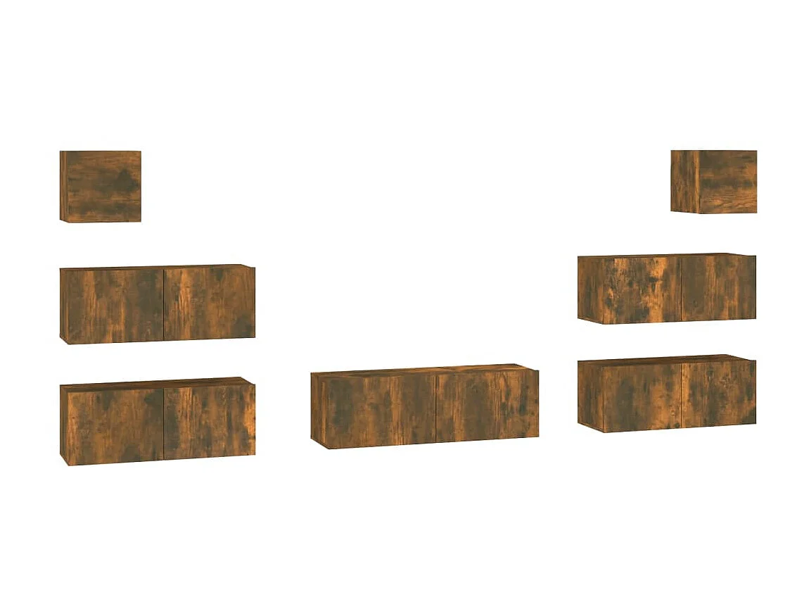 Ensemble de meubles TV 7 pcs Chêne fumé Bois d'ingénierie BE48914